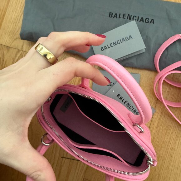 NWT Balenciaga Ville Handbag + Shoulder Bag In Violet Pink Inlaid Logo - Picture 16 of 16